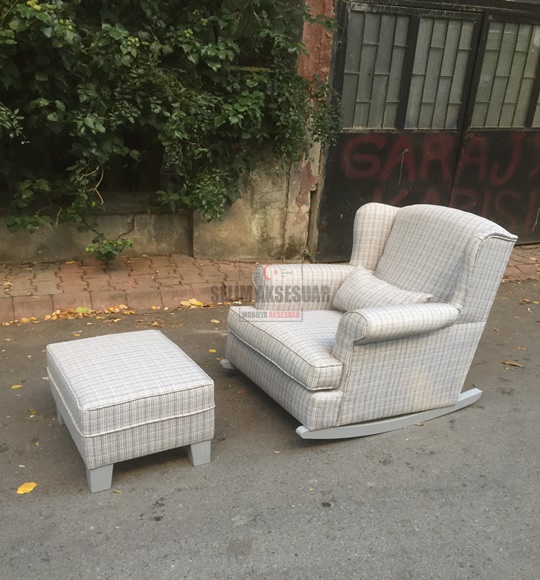 Kayık Emzirme Koltuğu Ekose Gri Ayak