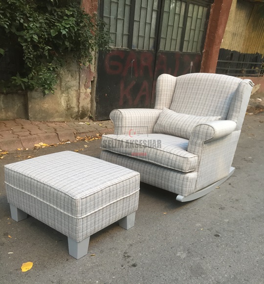 Kayık Emzirme Koltuğu Ekose Gri Ayak