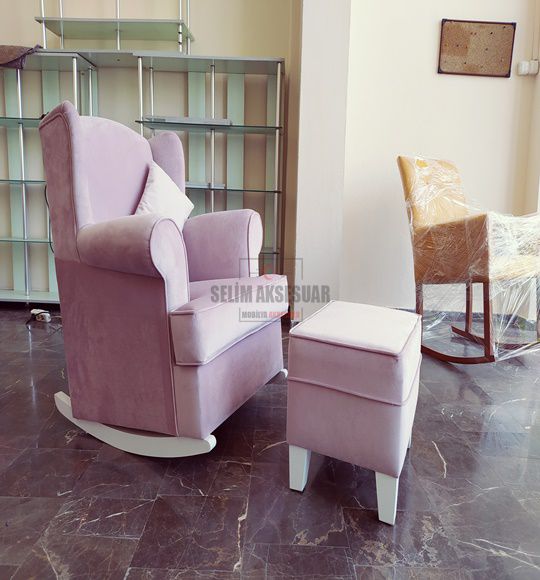 Kayık Sallanan Koltuk Pembe Kadife