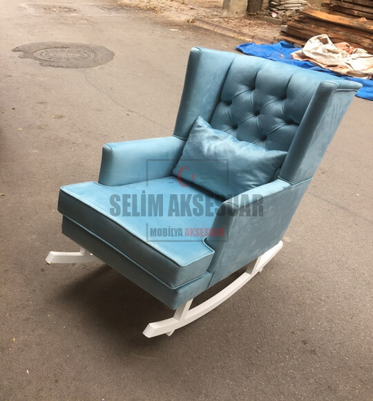 Nezih Sallanan 1 Mavi Kadife Beyaz Ayak