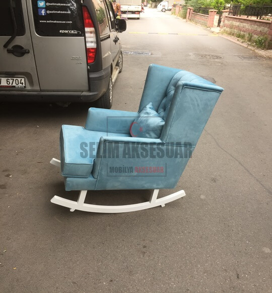 Nezih Sallanan 1 Mavi Kadife Beyaz Ayak
